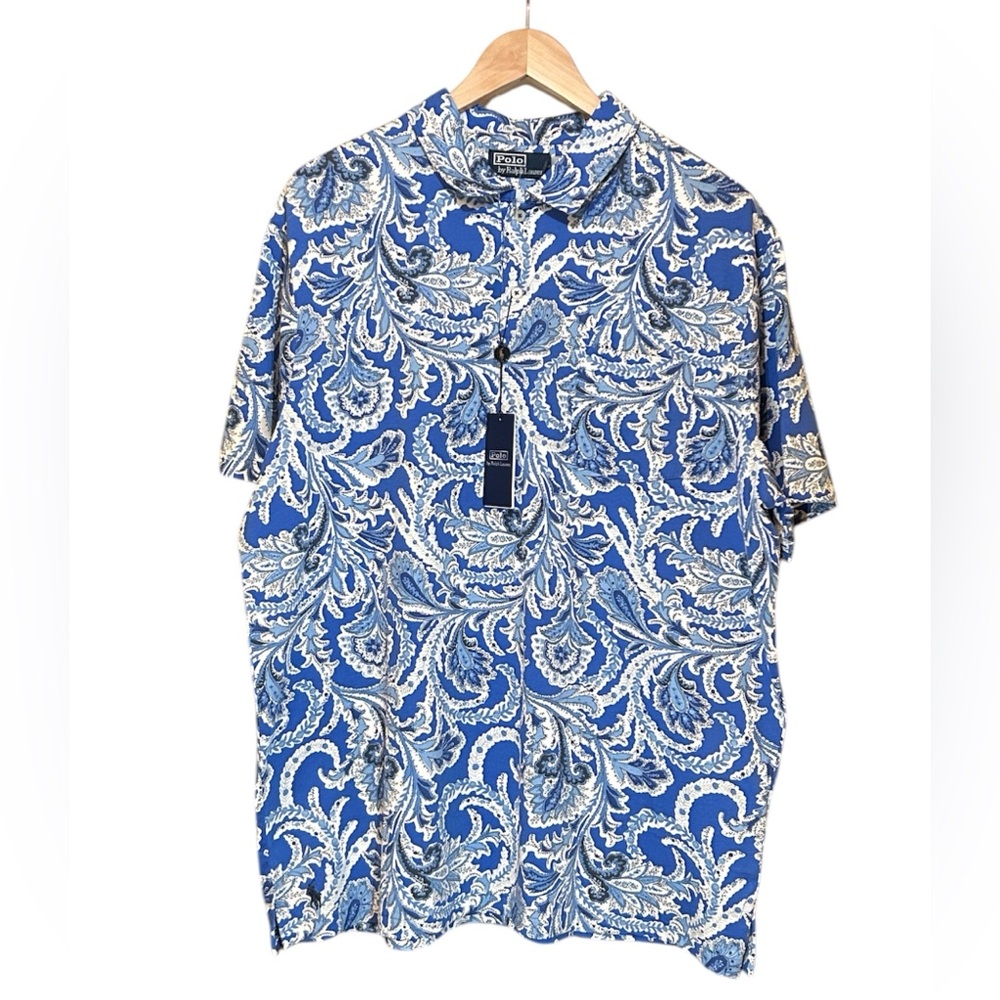 NWT Polo Ralph Lauren Men Paisley Lisle Standard Fit Polo Shirt Men XL $ 168